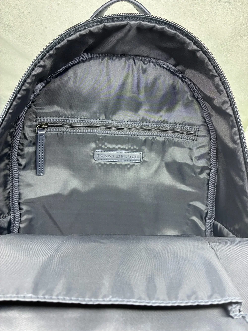 Tommy Hilfiger Navy Backpack with Red Logo and Tricolor Stripe
